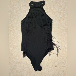 Black Fringe Bodysuit Size XS